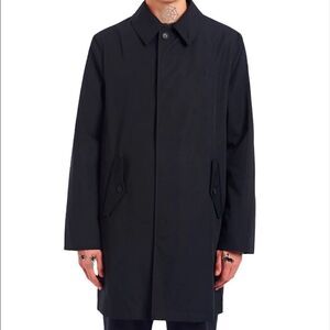 Fred Perry Black Twill Zip-Through Mac Coat New With Tag Size Medium